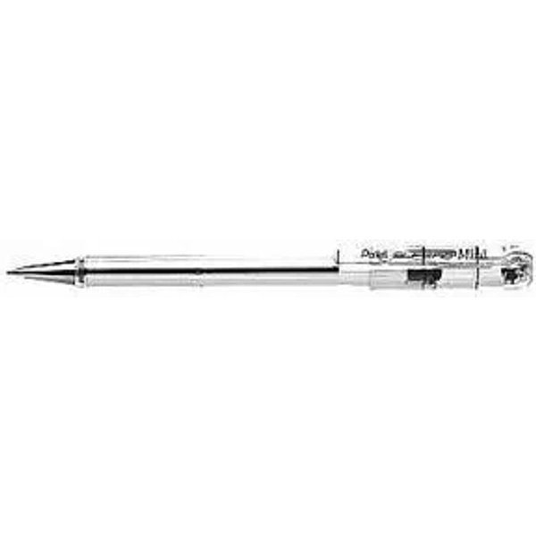 Pentel Superb - 12 Mini Penne Sfera Punta Metallo 07 Mm Nero-image