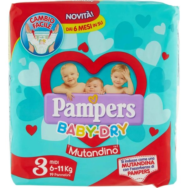 Pampers Baby Dry Mutandino - 19 Pannolini Taglia 3 Midi Da 6 A 11 Kg-image
