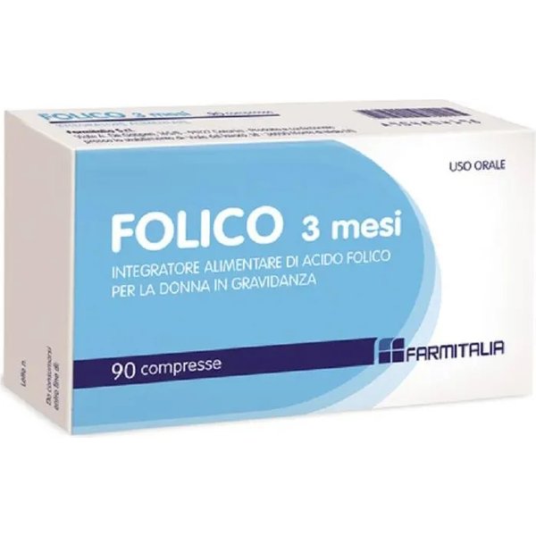 Folico 3 Mesi 90 Compresse - Integratore Di Acido Folico-image