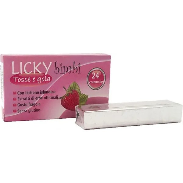 Licky Bimbi Tosse E Gola 24 Caramelle Gusto Fragola - Integratore Contro I Malanni Stagionali-image