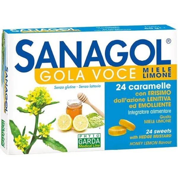 Sanagol Gola Voce 24 Caramelle Gusto Miele E Limone - Integratore Per La Gola-image