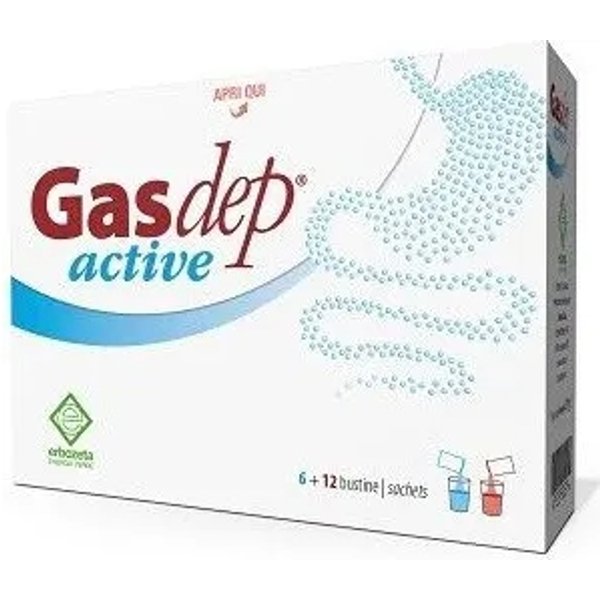 Gasdep Active 6 Bustine Blu + 12 Bustine Rosse - Integratore Digestivo-image