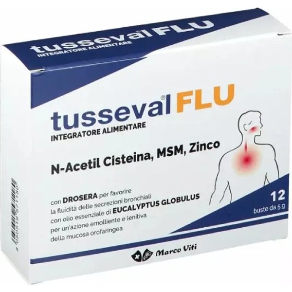 Marco Viti Tusseval Flu 12 Bustine Solubili - Integratore Per Le Vie Respiratorie-image