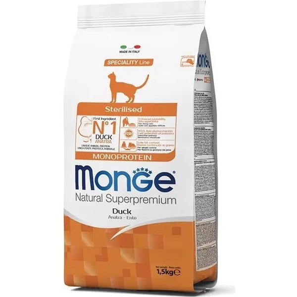 Monge Natural Superpremium Sterilised Monoprotein - Cibo Secco Gusto Anatra 1,5Kg-image