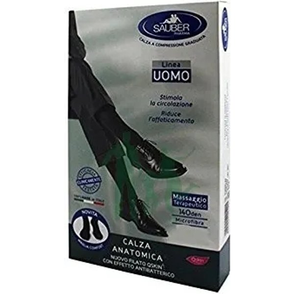 Sauber Linea Uomo 140 Den - Calza Anatomica Filato Qskin (18-22 Mmhg) - Taglia G Blu-image