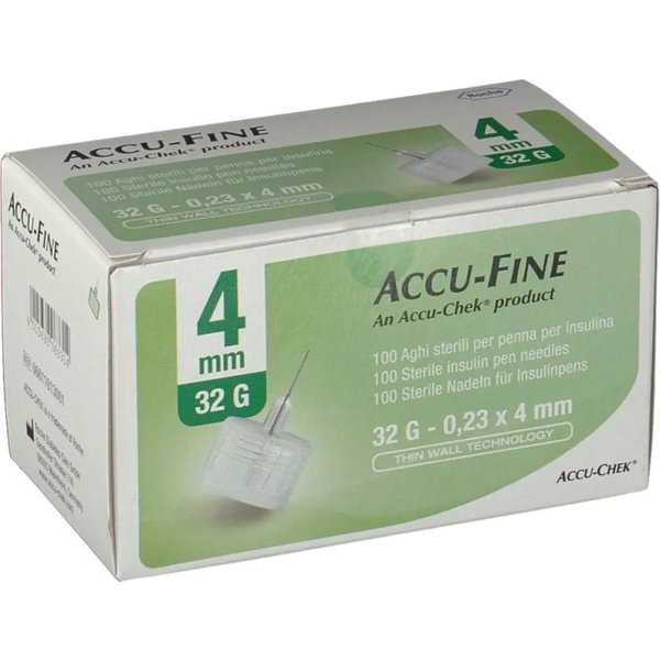 Accu-Chek Accu-Fine - 100 Aghi Sterili Per Penna Da Insulina - 32G (4 Mm)-image