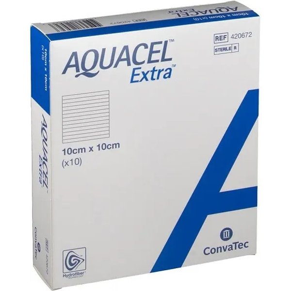 Aquacel Extra Con Hydrofiber - 10 Medicazioni Da 10 Cm X 10 Cm-image