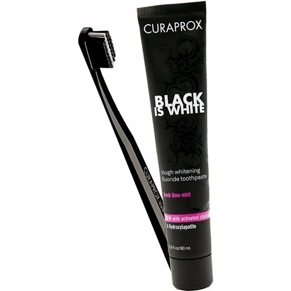 Curaprox Set Black Is White - Dentifricio Rinfrescante 90 Ml + Spazzolino-image