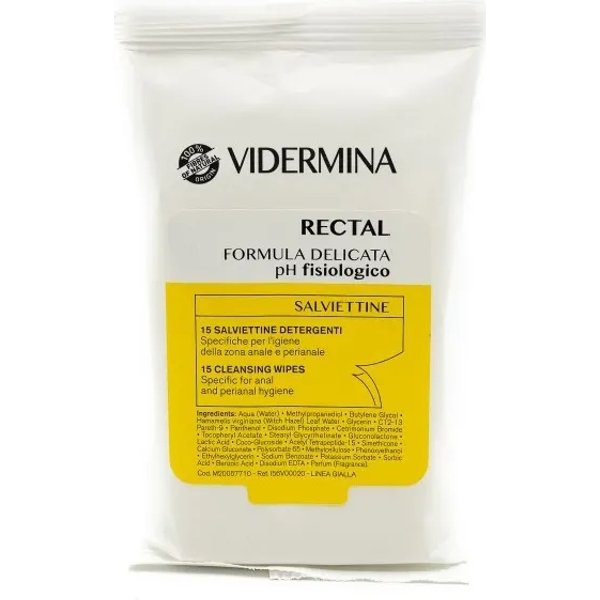 Vidermina Rectal Formula Delicata Ph Fisiologico - 15 Salviette Detergenti-image