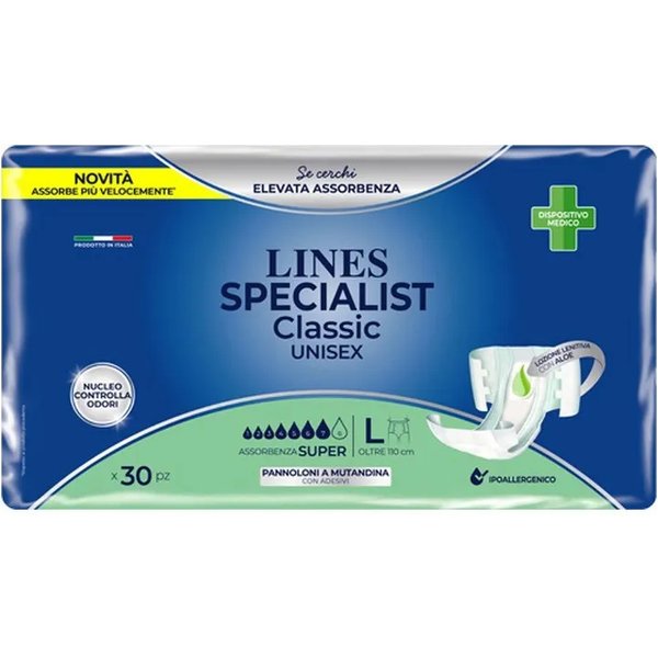 Lines Specialist Unisex - 30 Pannoloni Assorbenti A Mutandina Per Incontinenza Super Taglia L-image