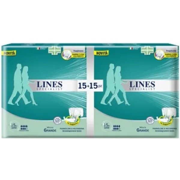 Lines Specialist - 30 Pannoloni Assorbenti A Mutandina Per Incontinenza Supertaglia L-image
