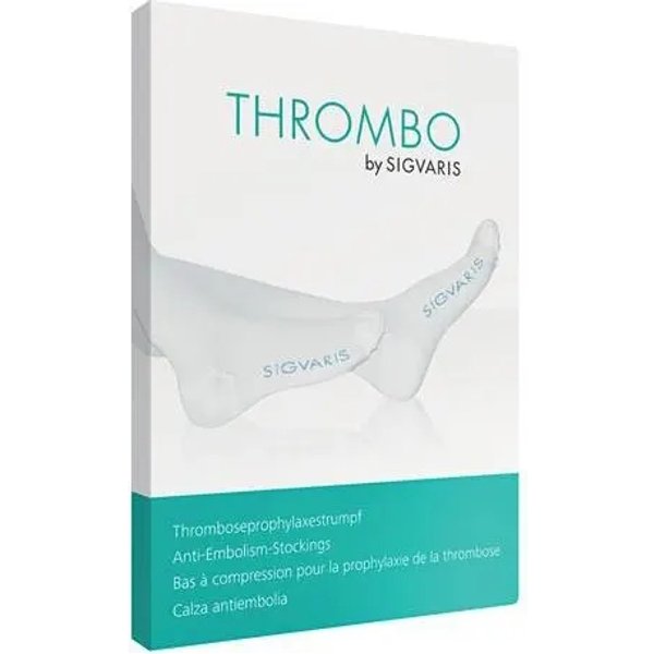 Sigvaris Thrombo - Calza Antiembolia Coscia Corta A Punta Aperta Uomo - Bianco-image