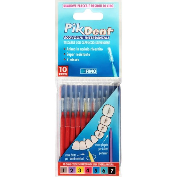 Fimo Pikdent - 10 Scovolini Interdentali Misura 4 Colore Rosso-image