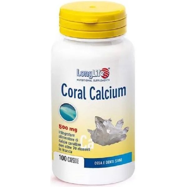 Longlife Coral Calcium 100 Capsule Da 500 Mg - Integratore Per Mantenere Ossa E Denti Sani-image