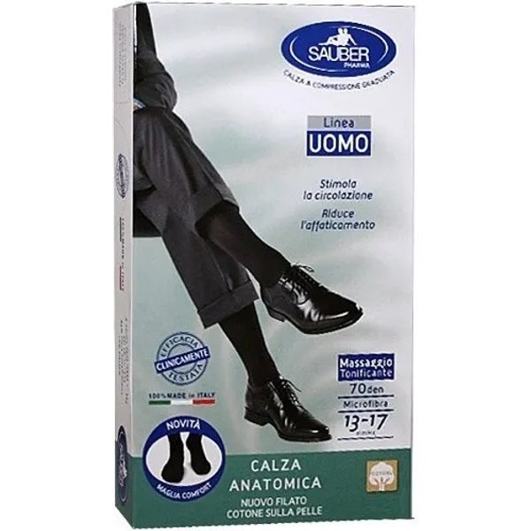 Sauber Linea Uomo 70 Den - Calza Anatomica Filato Cotone (13-17 Mmhg) - Taglia M Nero-image