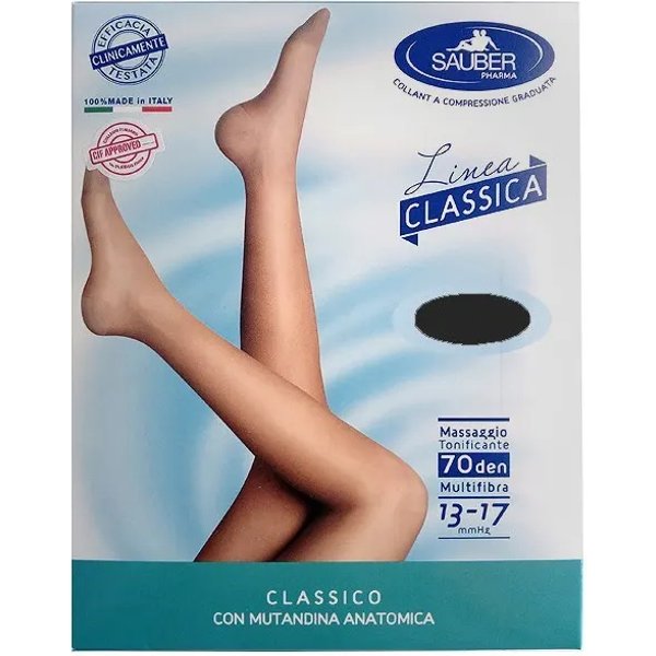 Sauber Linea Classica 70 Den - Collant Maglia Microrete (13-17 Mmhg) - Taglia 3 Nero-image