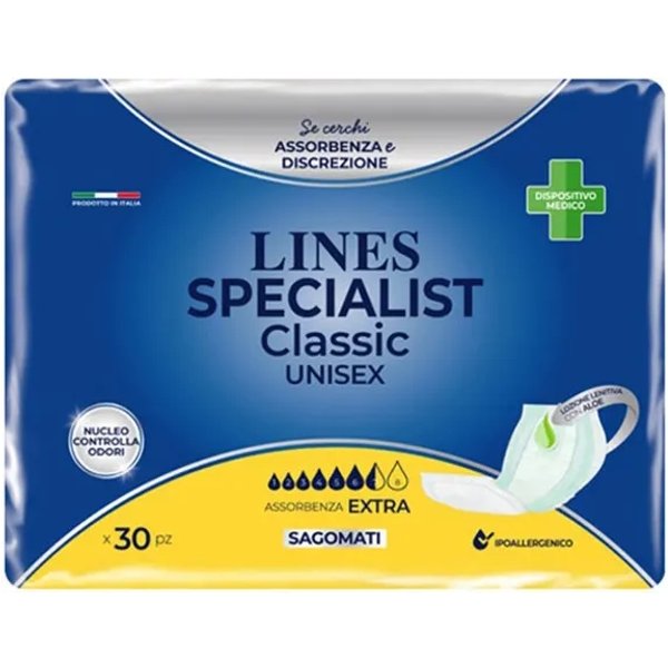Lines Specialist Classic Unisex - 30 Pannoloni Assorbenti Sagomati Per Incontinenza Extra-image