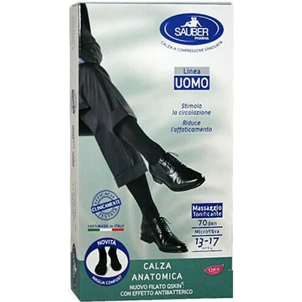 Sauber Linea Uomo 70 Den - Calza Anatomica Filato Qskin (13-17 Mmhg) - Taglia G Nero-image