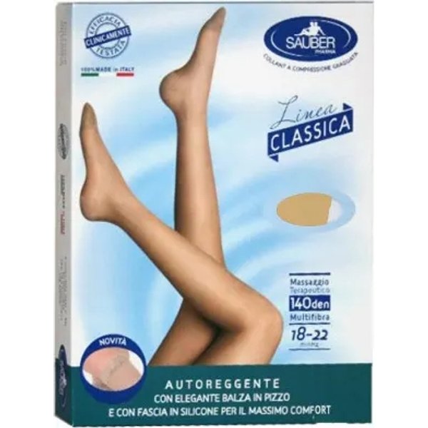 Sauber Linea Classica 140 Den - Autoreggente Maglia Microrete (18-22 Mmhg) - Taglia 2 Neutro Beige-image