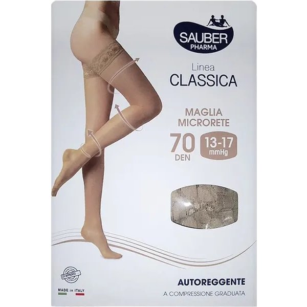 Sauber Linea Classica 70 Den - Autoreggente Maglia Microrete (13-17 Mmhg) - Taglia 3 Neutro Beige-image