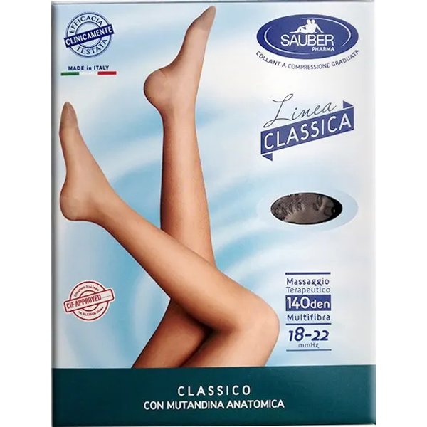 Sauber Linea Classica 140 Den - Collant Maglia Microrete (18-22 Mmhg) - Taglia 5 Nero-image