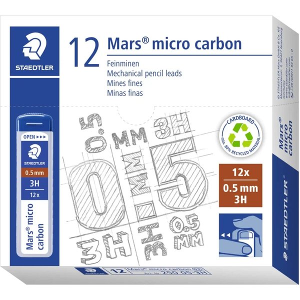 Staedtler Mars Micro Carbon 250 - 144 Mine 3H Per Portamine A Scatto - 0,5 Mm-image