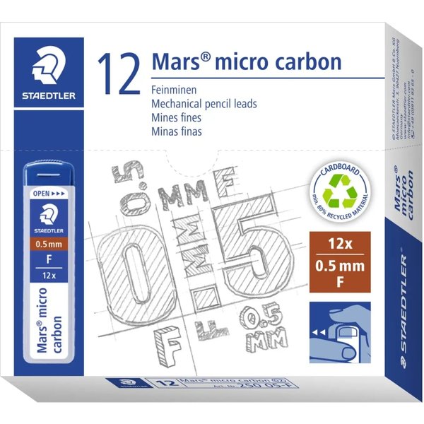 Staedtler Mars Micro Carbon 250 - 144 Mine F Per Portamine A Scatto - 0,5 Mm-image