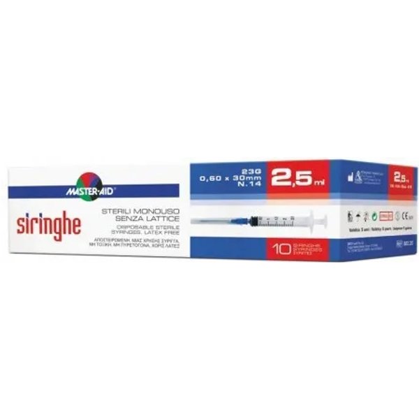 Master Aid 10 Siringhe Per Venipuntura 23G Da 2,5 Ml-image
