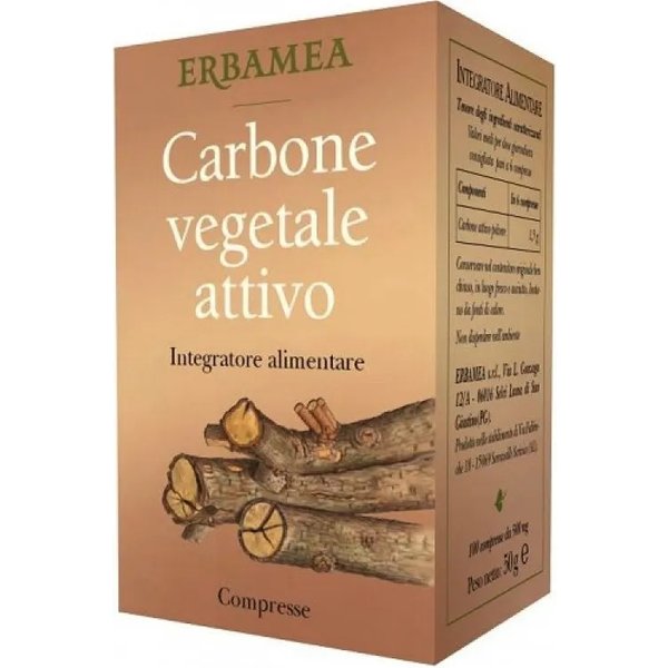 Erbamea Carbone Vegetale Attivo 100 Capsule - Integratore Per Il Transito Intestinale-image