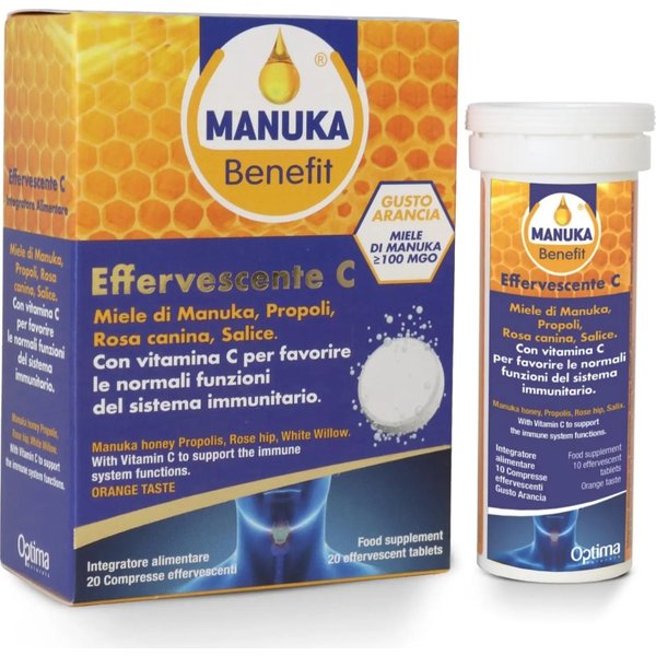Optima Naturals Manuka Benefit Effervescente C 20 Compresse - Integratore Per Il Sistema Immunitario-image