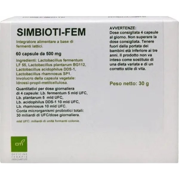 Oti Simbioti Fem 60 Capsule Da 500 Mg - Integratore Per La Flora Intestinale-image