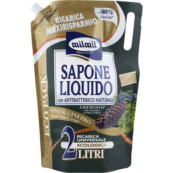 Mil Mil Pino & Ginepro - Sapone Liquido Con Antibatterico - Ricarica Da 2 Lt-image