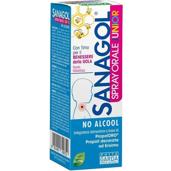 Sanagol Spray Orale Junior 20 Ml Gusto Fragola - Integratore Per Il Benessere Della Gola-image
