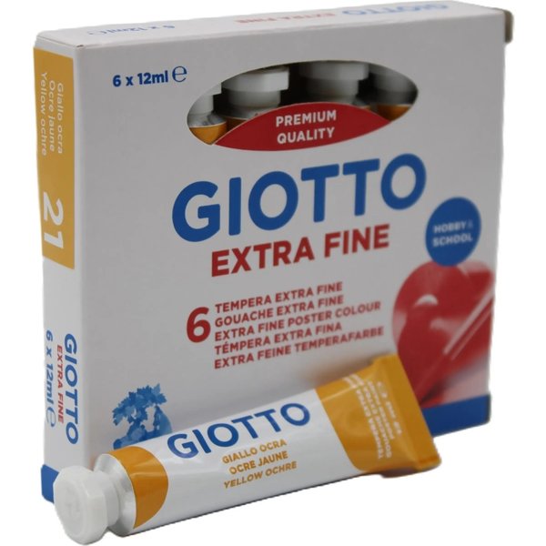 Giotto Tempera Extra Fine N. 21 Giallo Ocra - 6 Tubetti Da 12 Ml-image