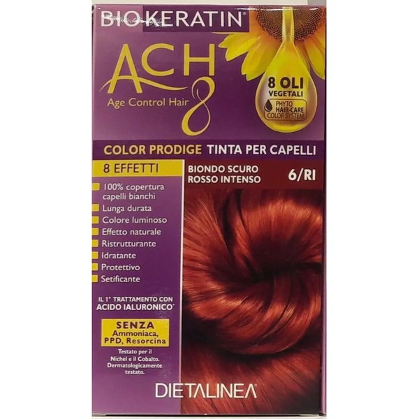Dietalinea Biokeratin Ach 8 Color Prodige - Tinta Per Capelli N.6/RI Biondo Scuro Rosso Intenso-image