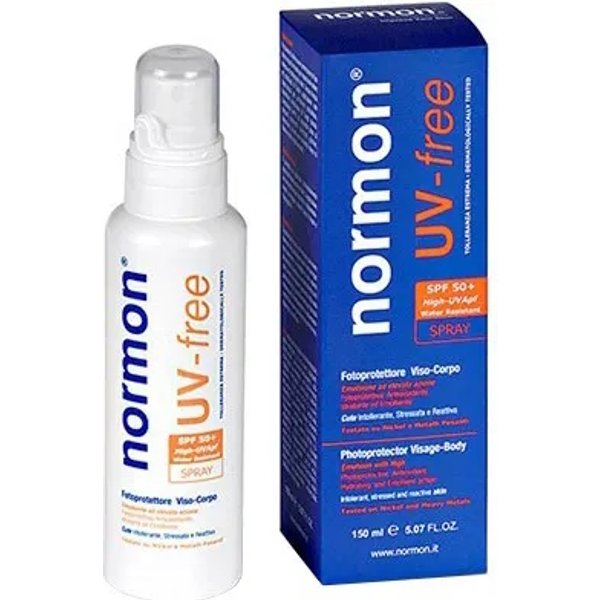 Normon Crema Solare 50+ SPF Spray Viso E Corpo Uv Free Fotoprotezione Protezione Molto Alta 150 Ml-image