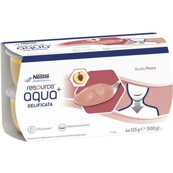 Nestle Resource Aqua + 3N1 Pesca - 4 Vasetti Di Acqua Gelificata Facile Da Deglutire-image