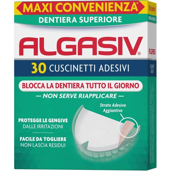 Algasiv 30 Cuscinetti Adesivi Per Dentiera Superiore-image