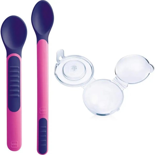 MAM Heat Sensitive Spoons & Cover - Cucchiaini Sensibili Al Calore Con Coperchio Colore Deep Pink-image