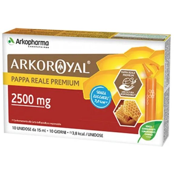 Arkoroyal Pappa Reale Premium 2500 Mg Senza Zuccheri 10 Flaconcini - Integratore Energetico Immunostimolante-image