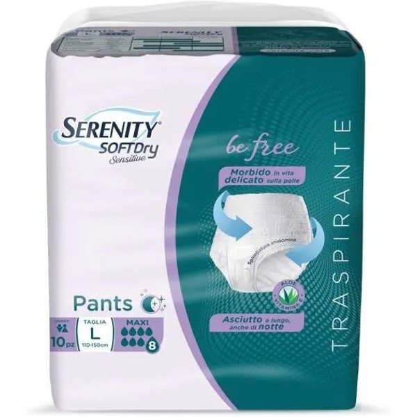 Serenity Soft Dry Sensitive - 10 Pants Pannoloni A Mutandina Assorbente Per Incontinenza Maxi Taglia L-image