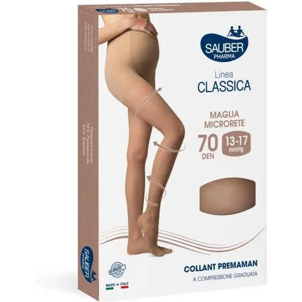 Sauber Linea Classica 70 Den - Collant Premaman Maglia Microrete (13-17 Mmhg) - Taglia 3 Nero-image