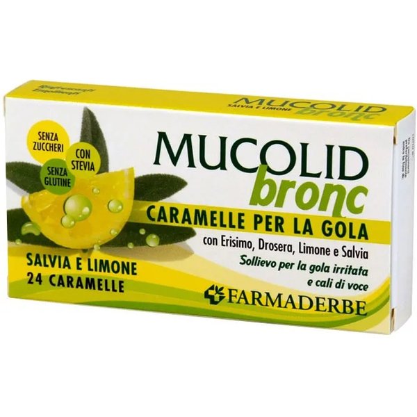 Farmaderbe Mucolid Bronc - 24 Caramelle Per La Gola Salvia & Lime-image