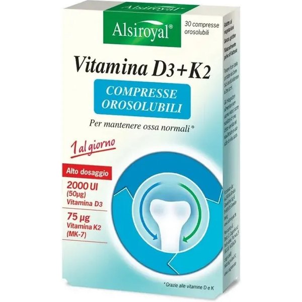 Vitamina D3 + K2 - Integratore Per Le Ossa 30 Compresse-image
