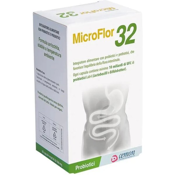 Cemon Microflor 32 - Integratore Per L'equilibrio Della Flora Intestinale 60 Capsule-image