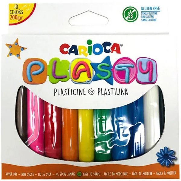 Carioca Plasty - Plastilina - 6 Confezioni Da 10 Panetti Colori Assortiti-image