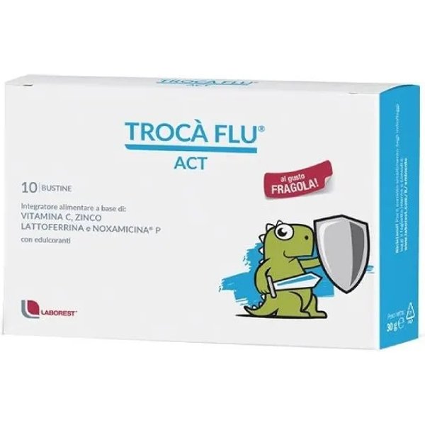 Trocà Flu Act 10 Bustine Gusto Fragola - Integratore Per Il Sistema Immunitario-image