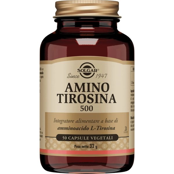 Solgar Amino Tirosina 500 - Integratore A Base Di L-Tirosina 50 Capsule Vegetali-image