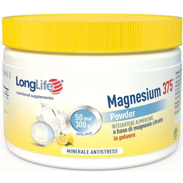 Longlife Magnesium 375 Powder 300 G Gusto Limone - Integratore Di Magnesio-image