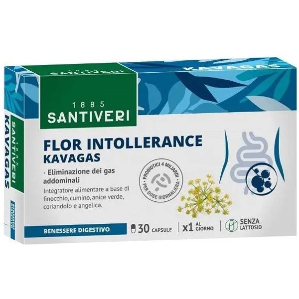Flor Intollerance Kavagas 30 Capsule - Integratore Per Eliminare I Gas Addominali-image